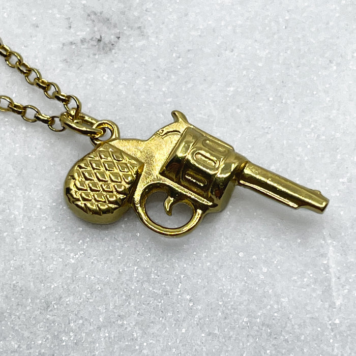 Tiny Gold Revolver Pendant