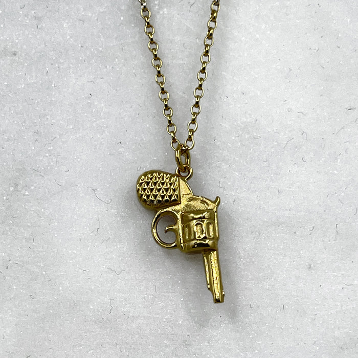 Tiny Gold Revolver Pendant