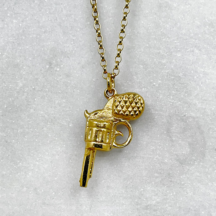 Tiny Gold Revolver Pendant