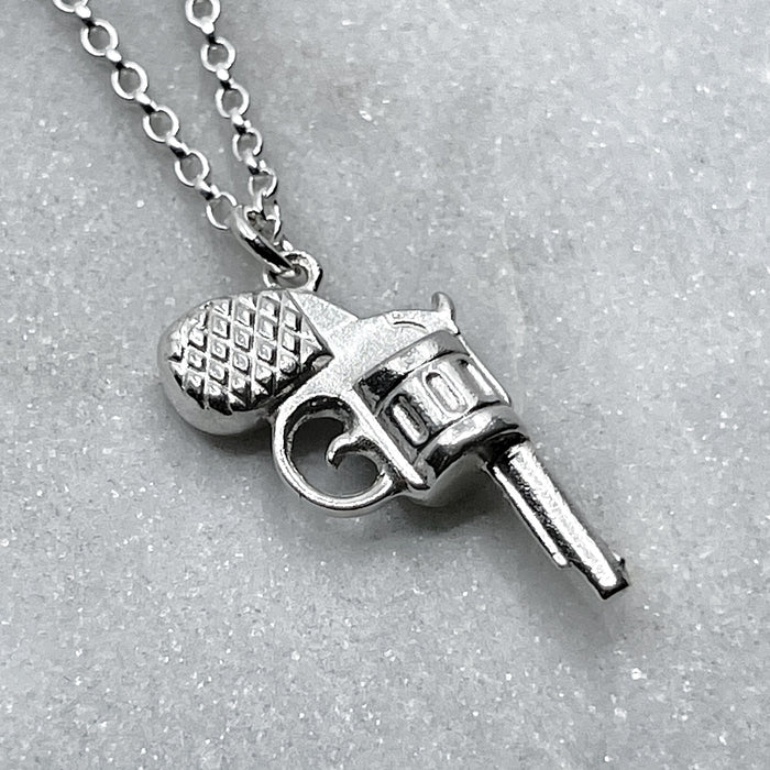 Tiny Silver Revolver Pendant