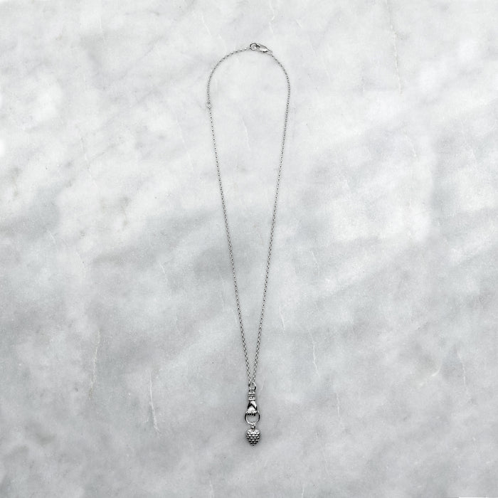 Silver Hand Grasping Cross, Anchor and Heart Necklace