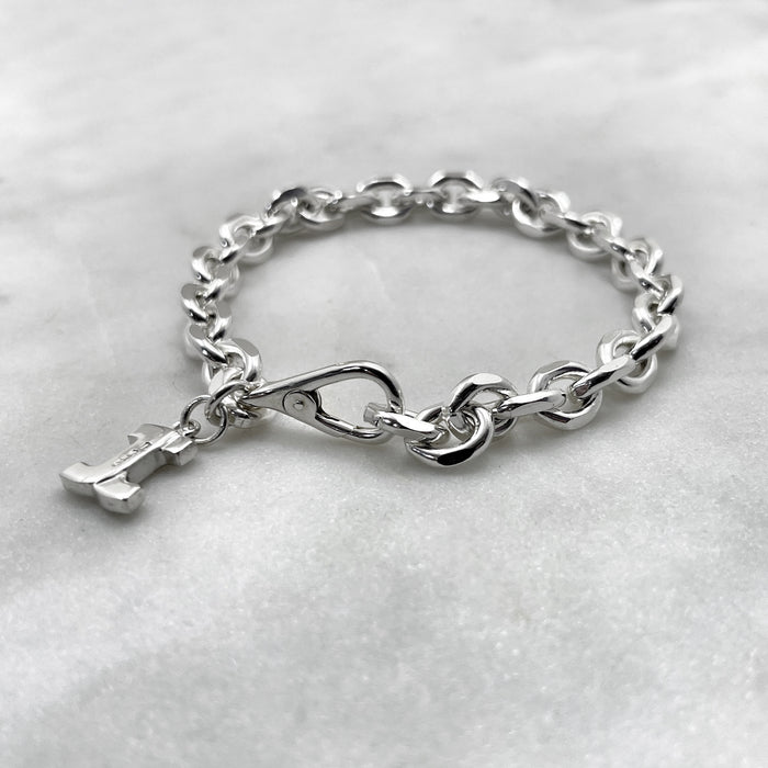 Jewel Thief Logo Silver Edge Chain Bracelet