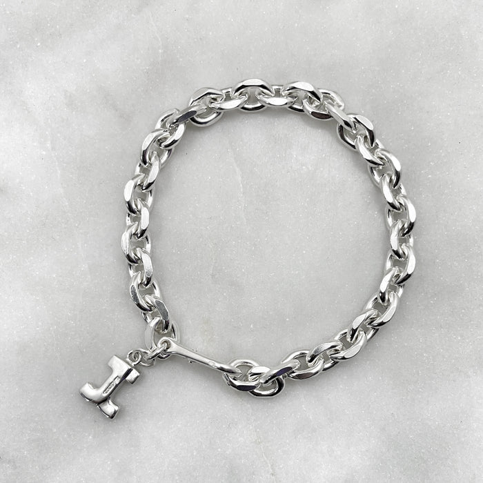 Jewel Thief Logo Silver Edge Chain Bracelet