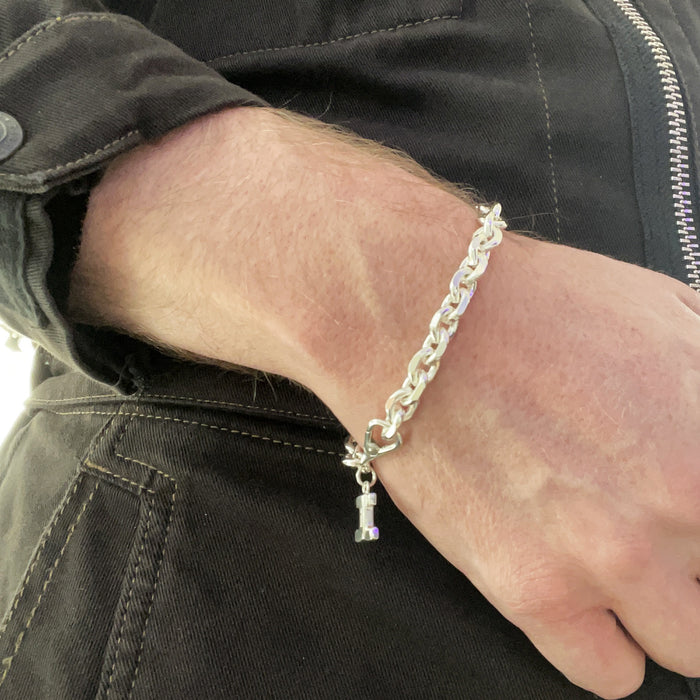 Jewel Thief Logo Silver Edge Chain Bracelet