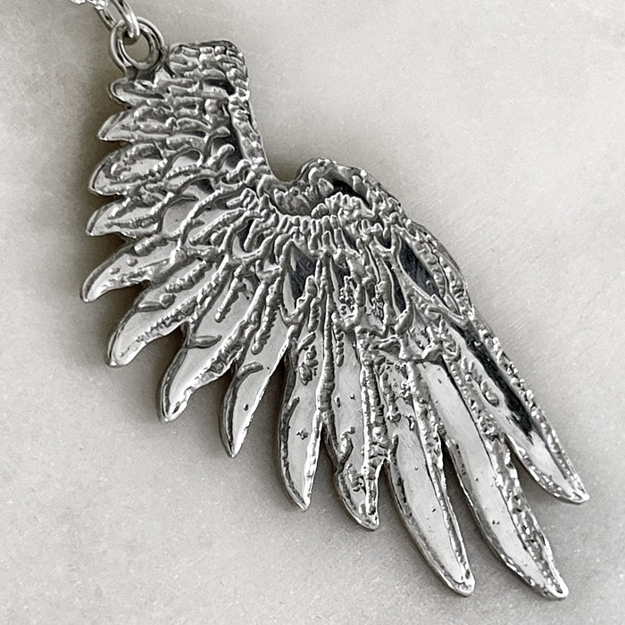 Personalised Large Silver Wing Pendant