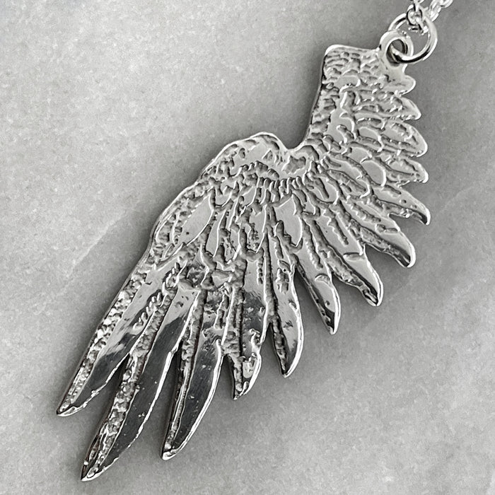 Personalised Large Silver Wing Pendant