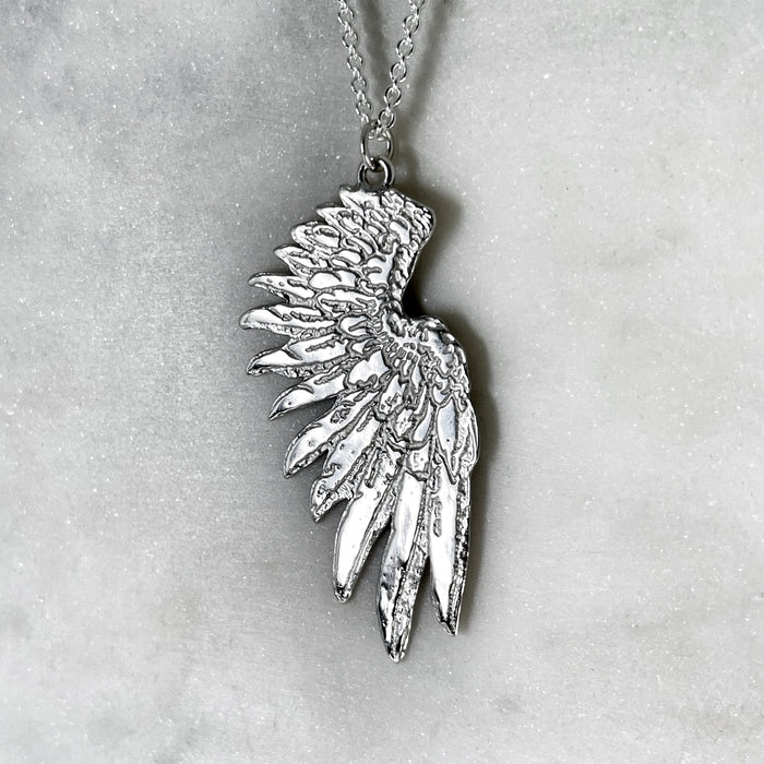 Large Silver Wing Pendant