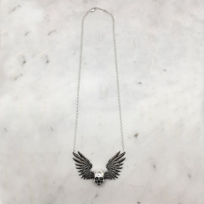 Large Winged Skull Necklace