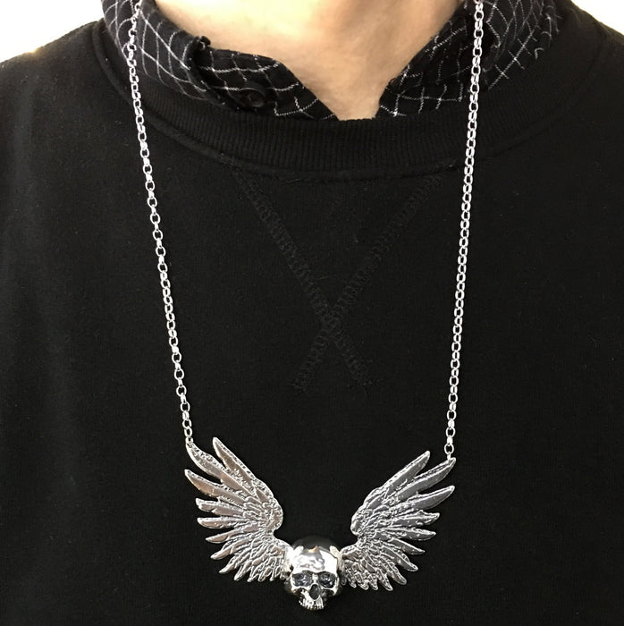 Large Winged Skull Necklace