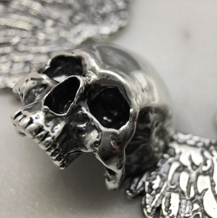 Large Winged Skull Necklace