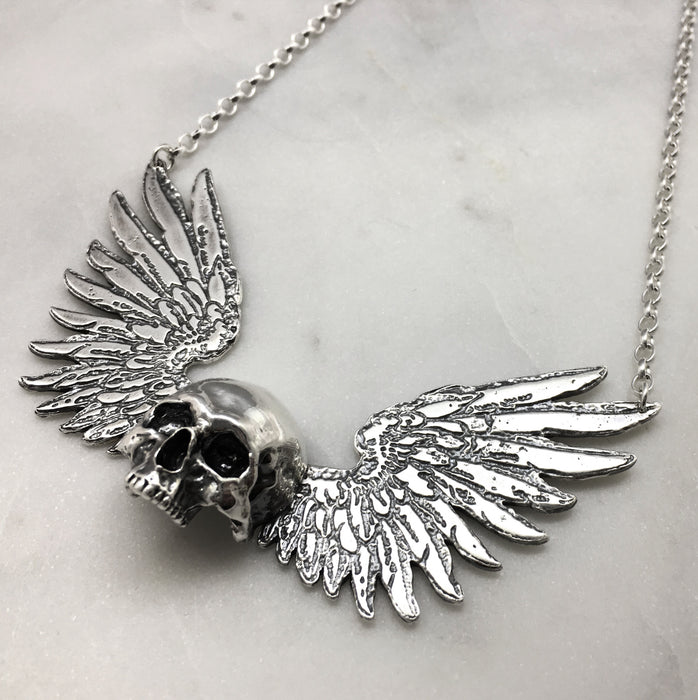 Large Winged Skull Necklace