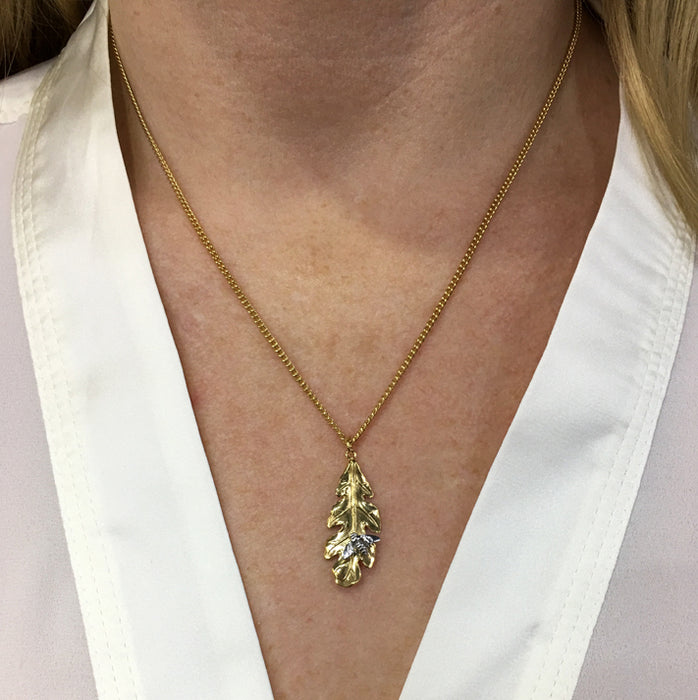 Gold Leaf & Silver Bee Necklace