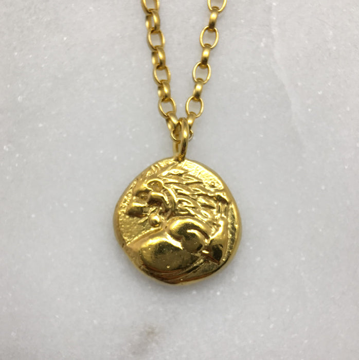 Gold Lion Coin Necklace
