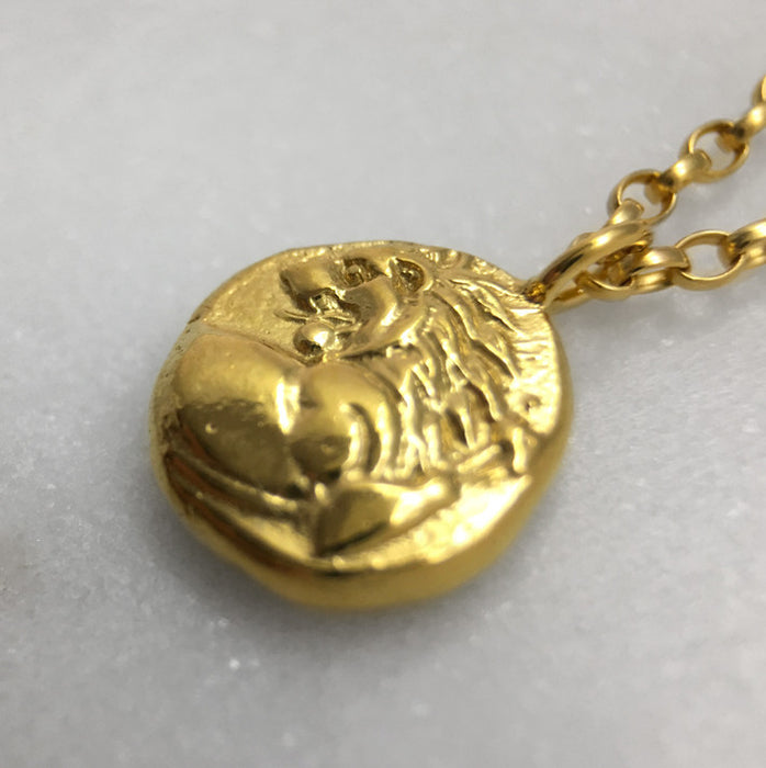 Gold Lion Coin Necklace