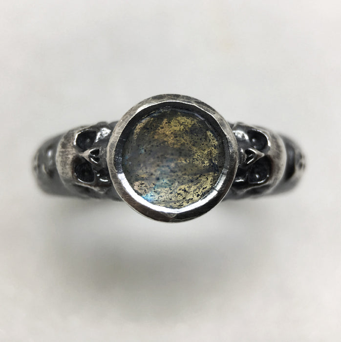 Memento Mori Labradorite Skull Ring