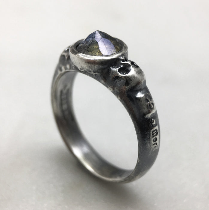 Memento Mori Labradorite Skull Ring