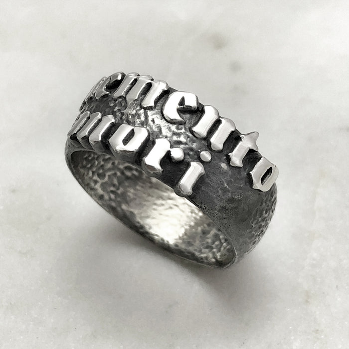 Large Memento Mori Silver Ring
