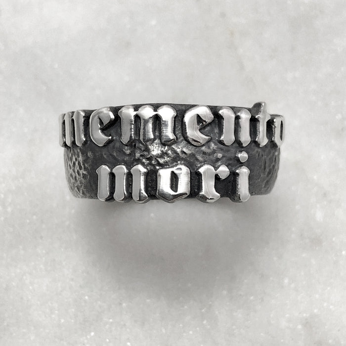 Large Memento Mori Silver Ring