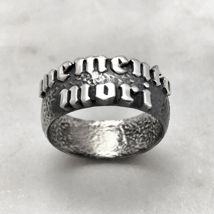 Large Memento Mori Silver Ring