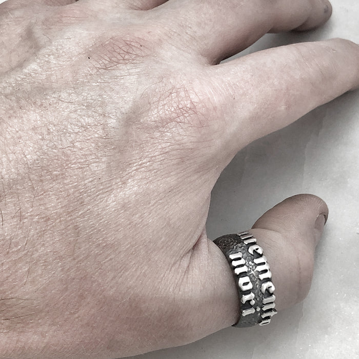 Large Memento Mori Silver Ring