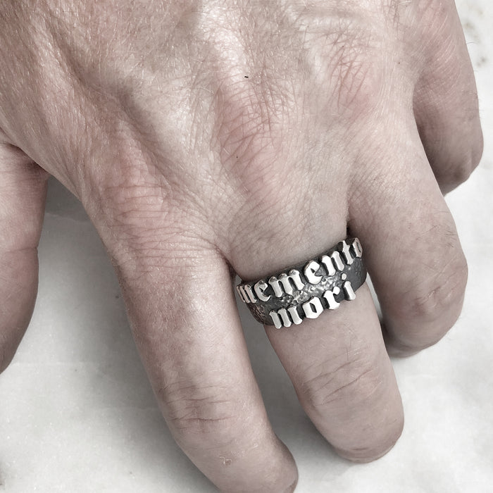 Large Memento Mori Silver Ring