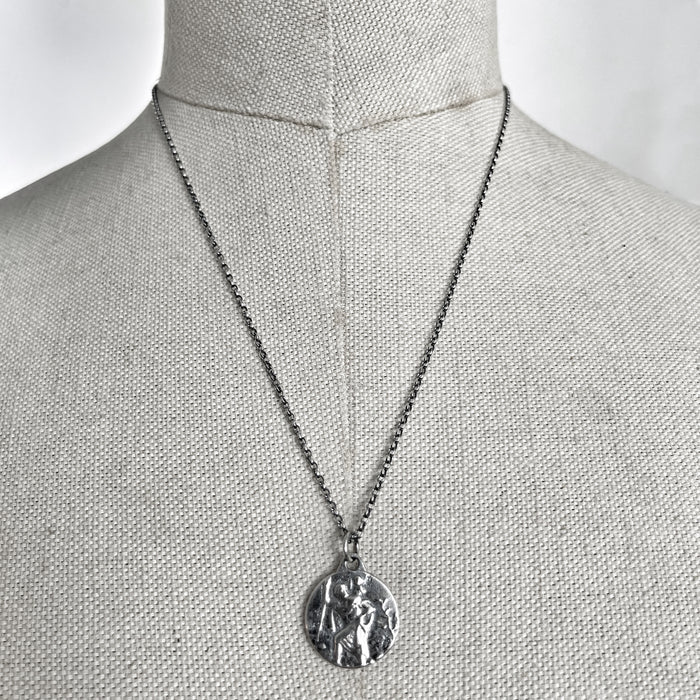 St. Christopher Necklace, Silver Necklace, Protection While Traveling, 18th Birthday Gift, 21st Birthday Gift