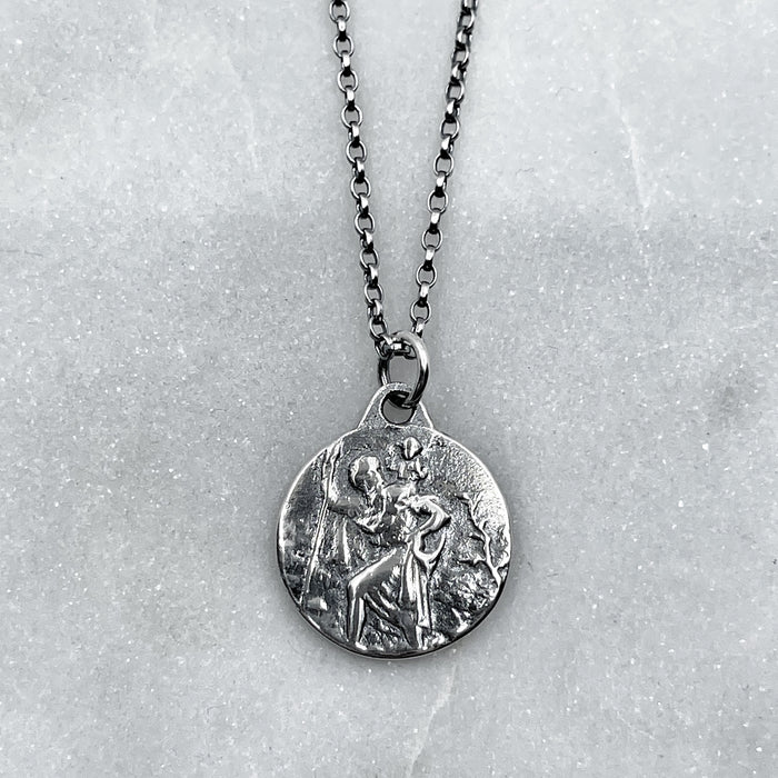 St. Christopher Necklace, Silver Necklace, Protection While Traveling, 18th Birthday Gift, 21st Birthday Gift