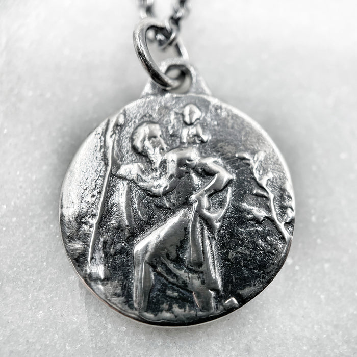 St. Christopher Necklace, Silver Necklace, Protection While Traveling, 18th Birthday Gift, 21st Birthday Gift