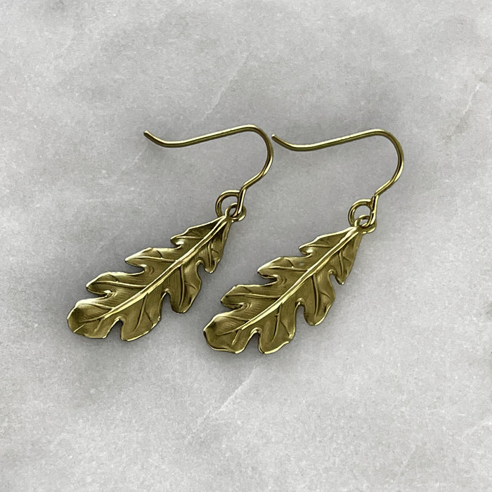 Oak Leaf Earrings, Silver or Gold
