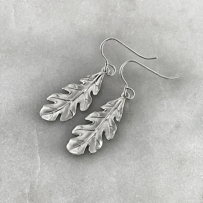 Oak Leaf Earrings, Silver or Gold
