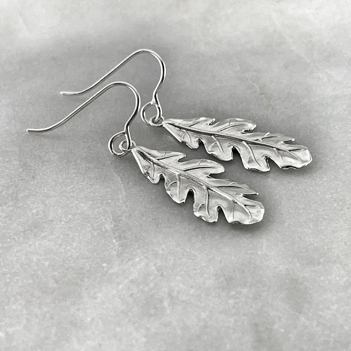 Oak Leaf Earrings, Silver or Gold