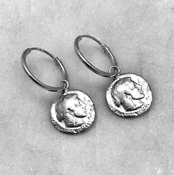 greek octopus coin hoop drop earrings jewel thief Brighton