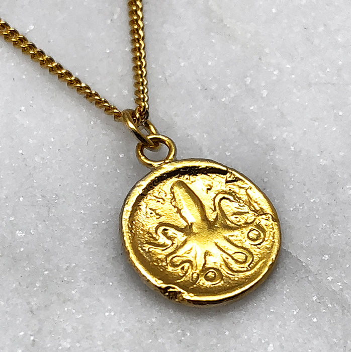 greek octopus coin pendant necklace jewel thief Brighton