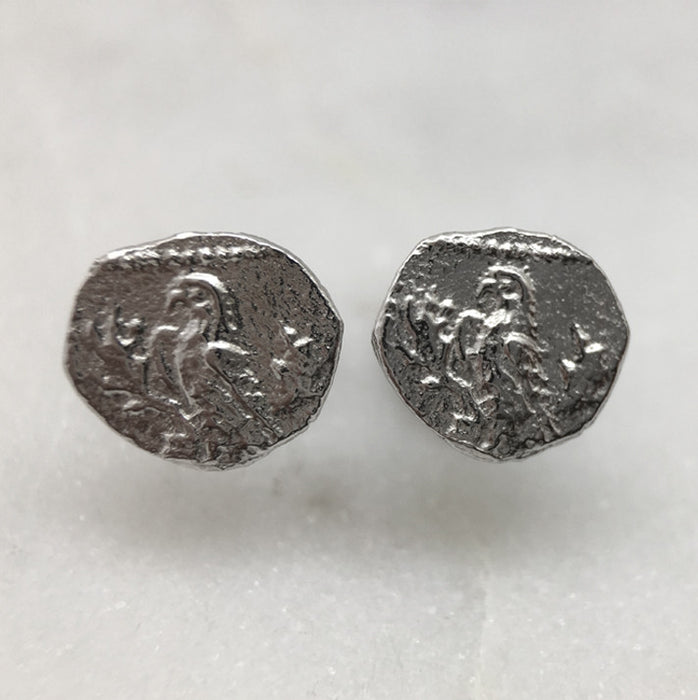 Silver Parrot Coin Earrings