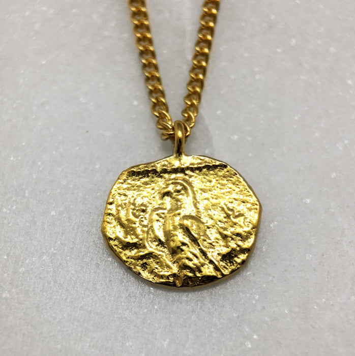 Gold Parrot Coin Necklace