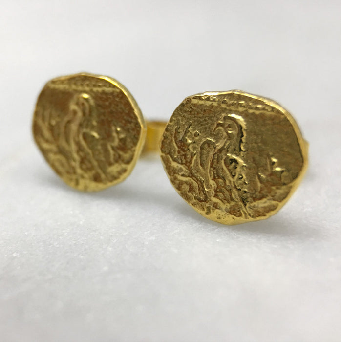 Gold Parrot Coin Earrings