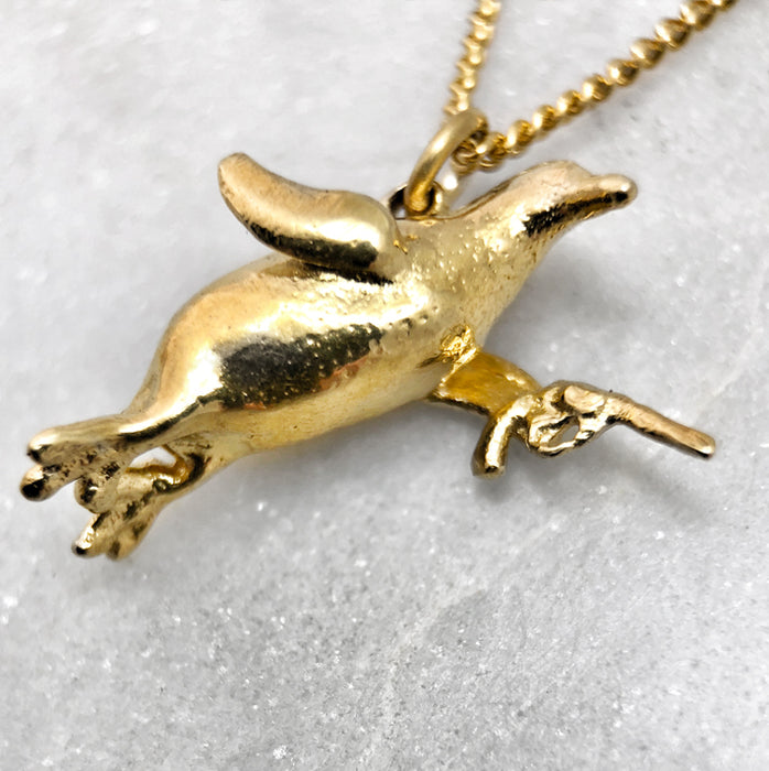 Gold Penguin Gun Necklace