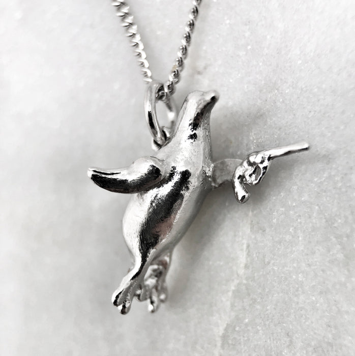 Silver Penguin Gun Necklace