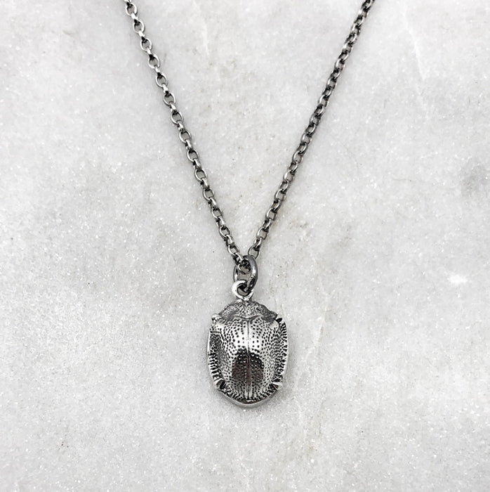 Scarab Beetle Silver Necklace