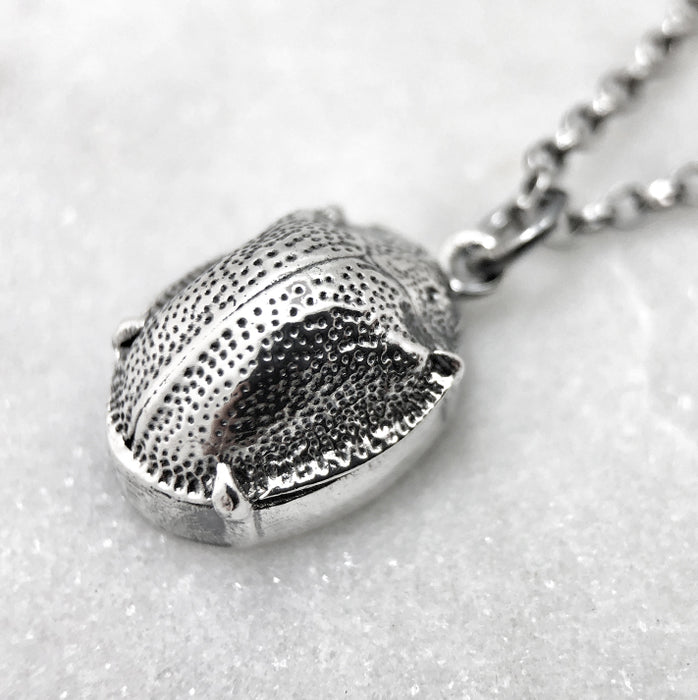 Scarab Beetle Silver Necklace