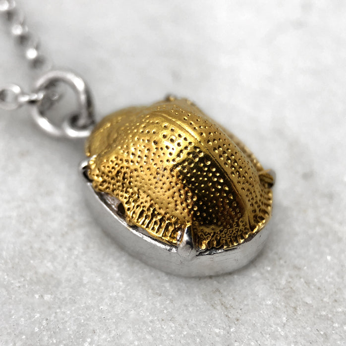 Scarab Beetle Silver / Gold Necklace