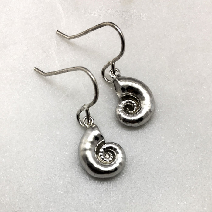 Tiny Silver Spirula Shell Earrings