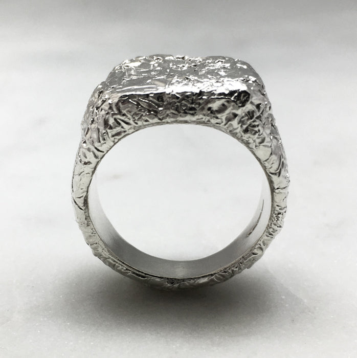 Silver Signet Ring, Crushed Square Signet, 18th Birthday Gift, 21st Birthday Gift, Gift For Him, Gift For Her