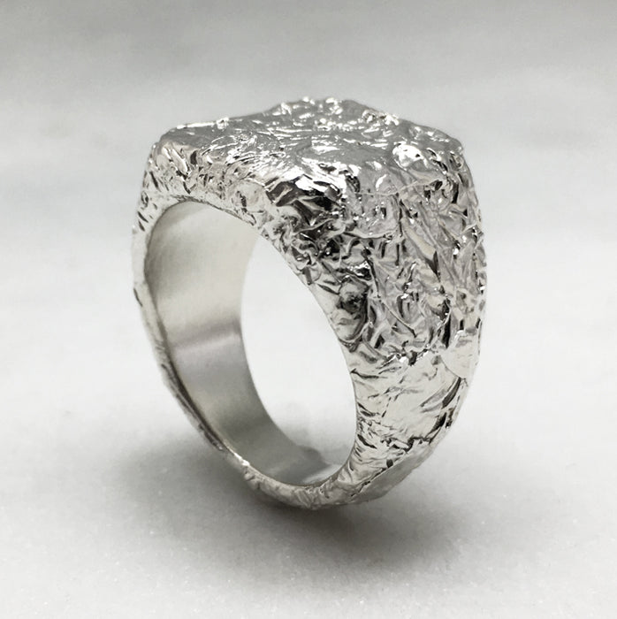 Silver Signet Ring, Crushed Square Signet, 18th Birthday Gift, 21st Birthday Gift, Gift For Him, Gift For Her