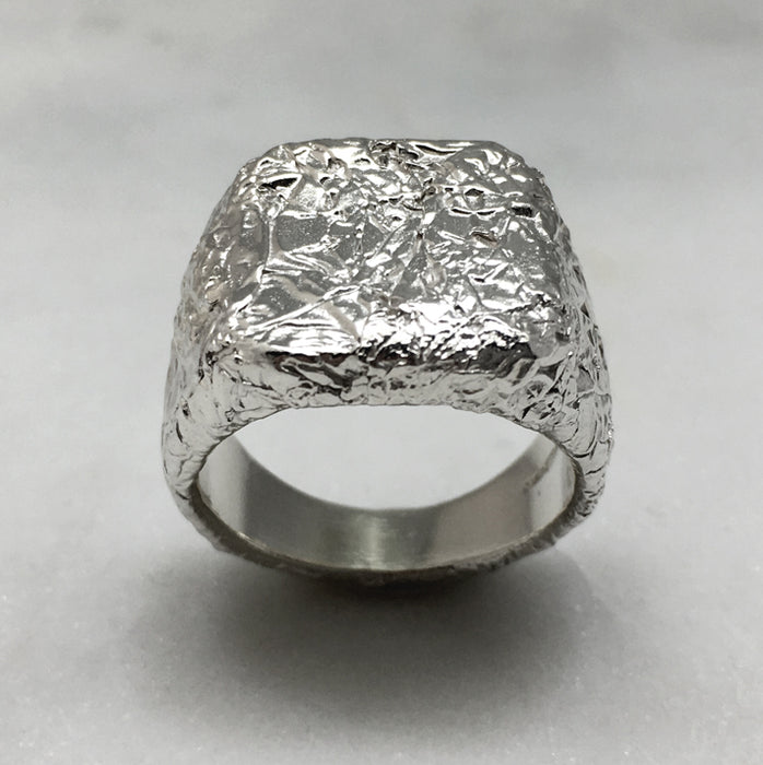 Silver Signet Ring, Crushed Square Signet, 18th Birthday Gift, 21st Birthday Gift, Gift For Him, Gift For Her