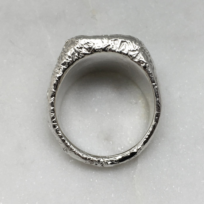 Silver Signet Ring, Crushed Square Signet, 18th Birthday Gift, 21st Birthday Gift, Gift For Him, Gift For Her