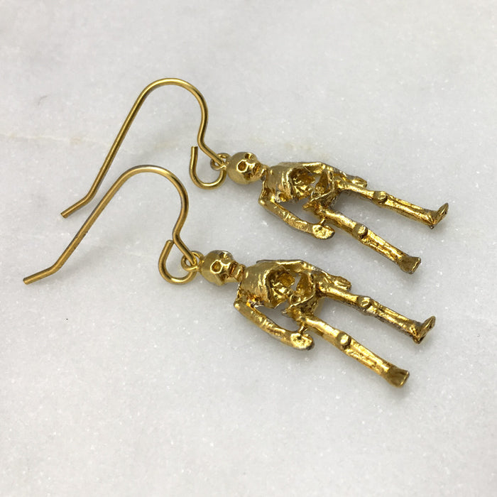 Gold Skeleton Hook Earrings