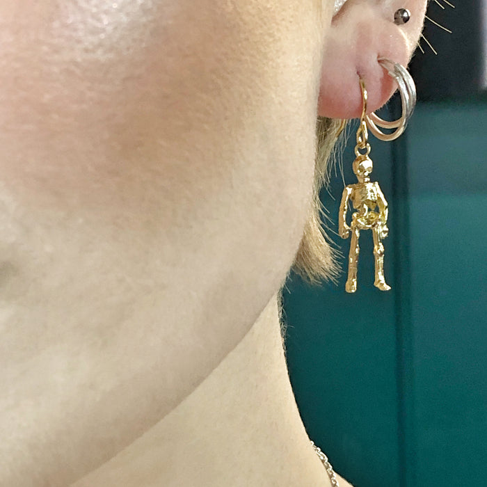 Gold Skeleton Hook Earrings