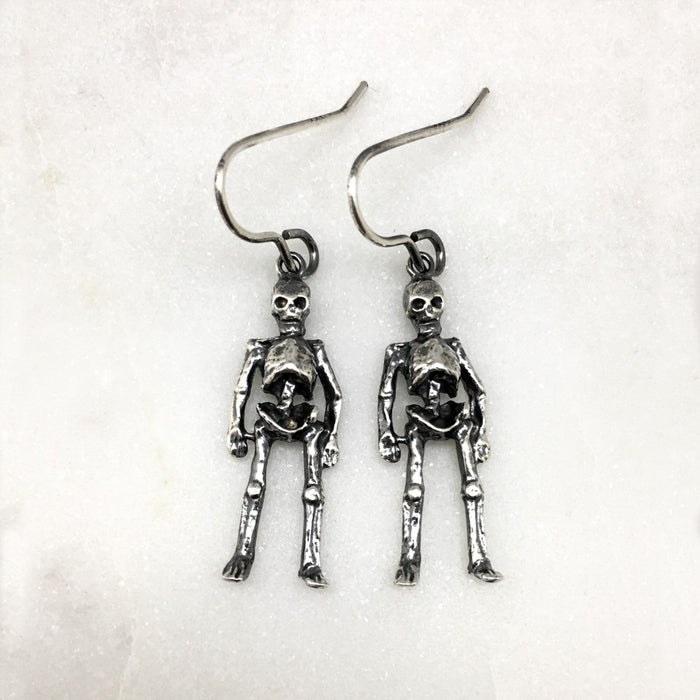 Silver Skeleton Hook Earrings