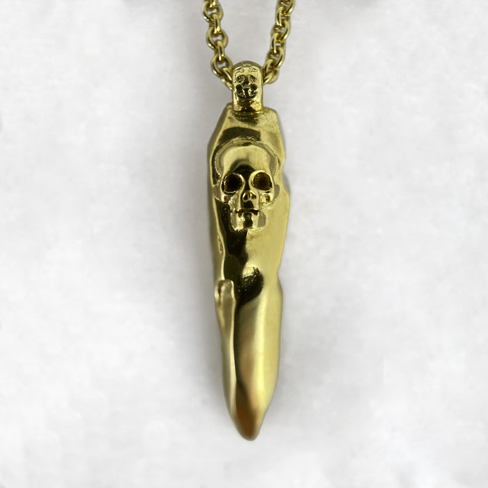 Skull Shard Necklace, Gold Necklace, Macabre Jewelry, Mourning Jewelry, Memento Mori